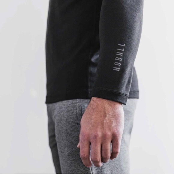 NOBULL Men's Blended Merino Wool Mock Neck Long Sleeve Shirt Black XXL NWT - Picture 2 of 10